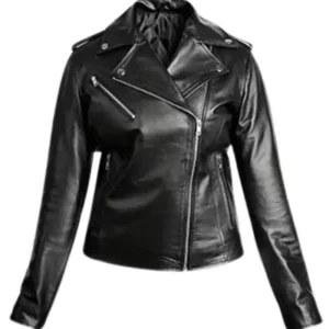 Women Black Motorcycle Leather Jacket