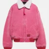 acne pink Trimmed Cotton Canvas Varsity Jacket