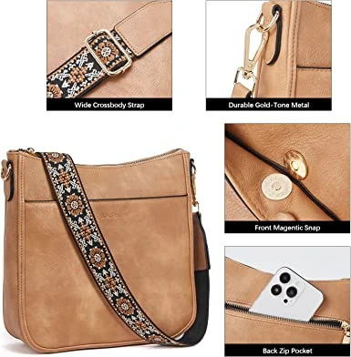 BOSTANTEN Crossbody Bags for Leather Handbags Hobo Shoulder Bags with Adjustable Colored Strap Leather bags