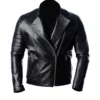 Mens Quilted Moto Black Leather Jacket
