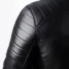 Mens-Quilted Motorcycle Leather Jacket Arm Closeup