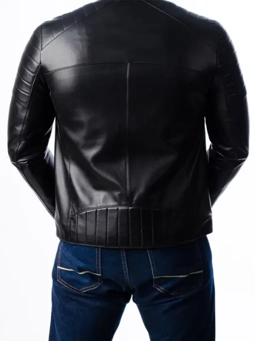 Mens Quilted Motorcycle Leather Jacket Back