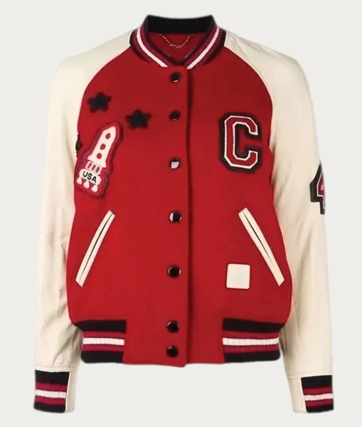 Coach Red and White Letterman Jacket