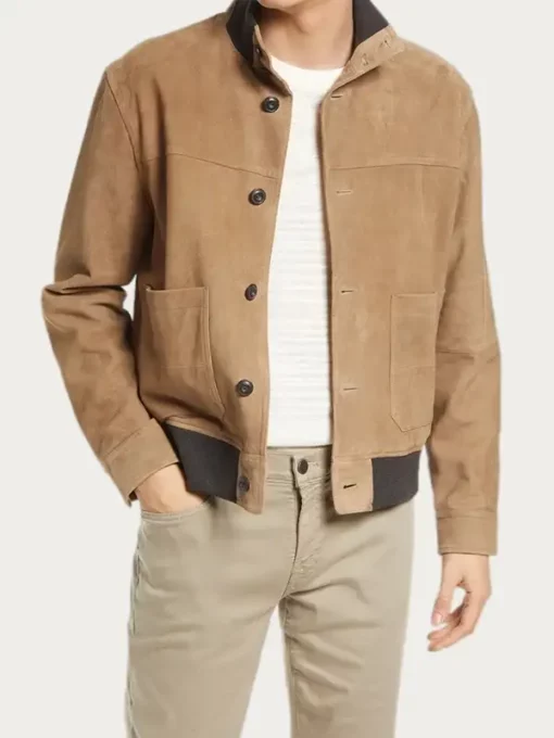 Light Brown Suede Leather Jacket Mens