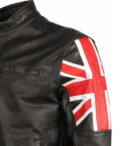 Mens British Flag Genuine Biker Jacket