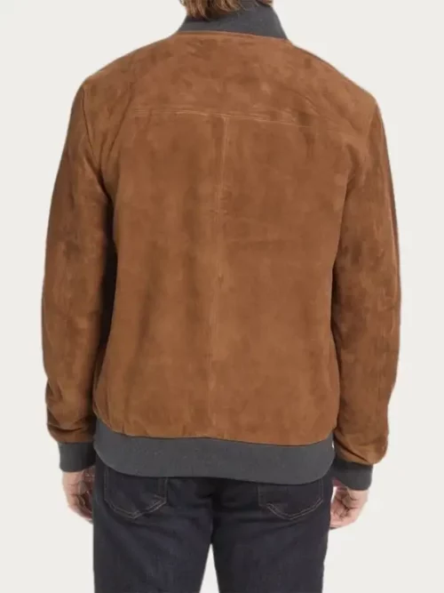 Mens Brown Suede Bomber Jacket
