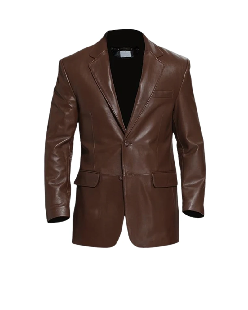 Mens Classic Brown Leather Blazer