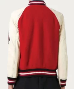 Mens Coach Red and White Letterman Jacket