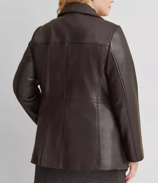 Plus Size Women Notch Collar Leather Jacket
