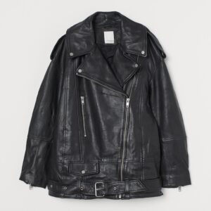 Women Plus Size Notch Collar Leather Jacket
