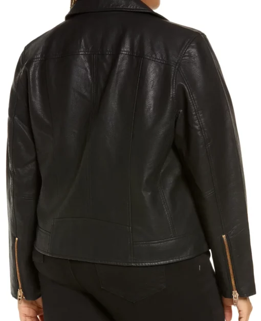 Women Plus size Black Leather Biker Jacket