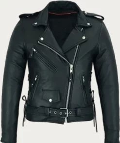 Women Classic Motorcycle Leather Jacket