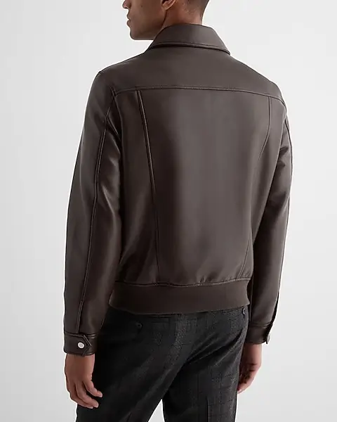 Faux Leather casual Bomber Jacket