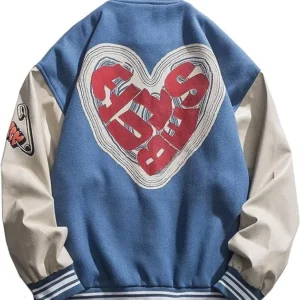 Foaming Love Print Varsity Jacket