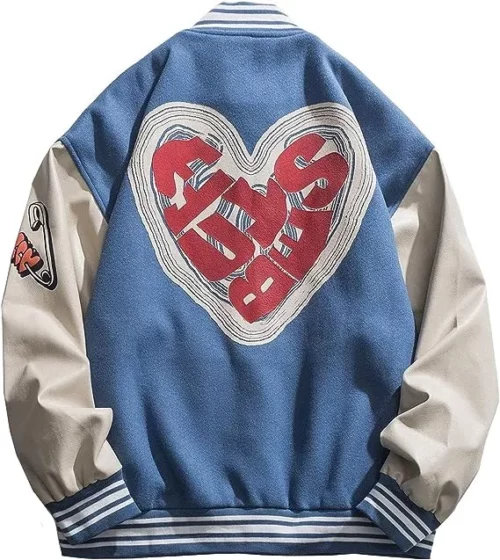 Foaming Love Print Varsity Jacket