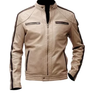 Mens Brown Stripped Beige Jacket