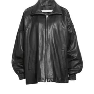 Oversized Leather Bomber Jacket
