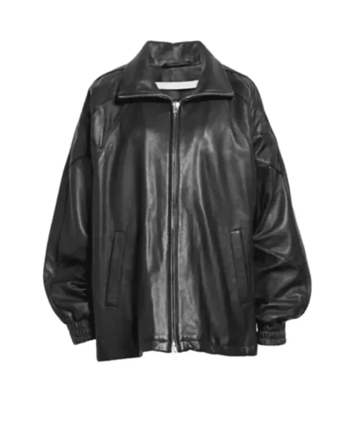 Oversized Leather Bomber Jacket