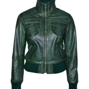 Women Bomber Leather Jacket