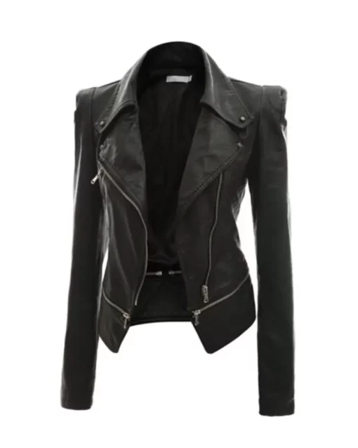 Womens Asymmetrical Moto Black Jacket