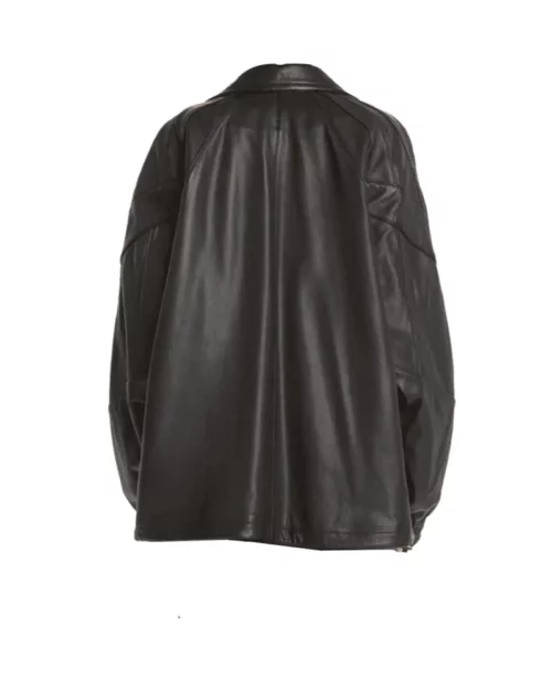 Womens Oversized Leather Bomber Jacket