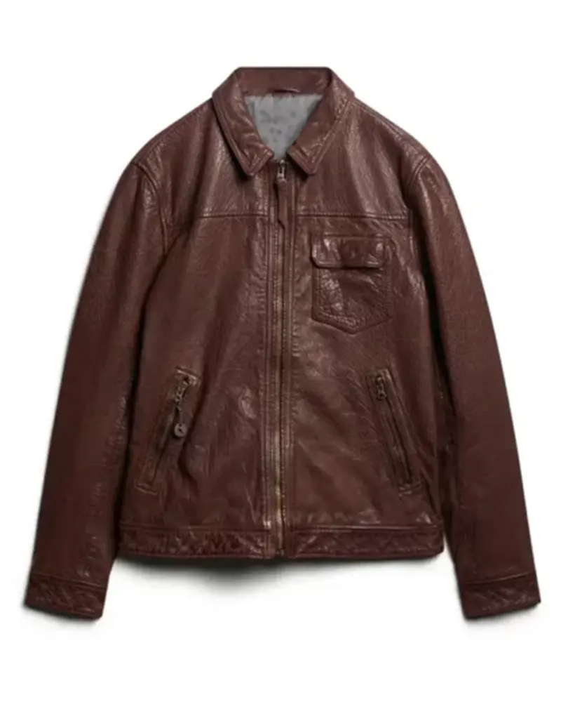 70's Cracked Pattern Leather Jacket