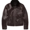 Brown Fur Leather Biker Jacket