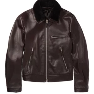 Brown Fur Leather Biker Jacket