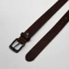 Brown Leather Belt Rugged Buckle