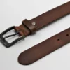 Brown Leather Belt with Antique Buckle