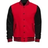 Casual Red and Black Varsity Jacket