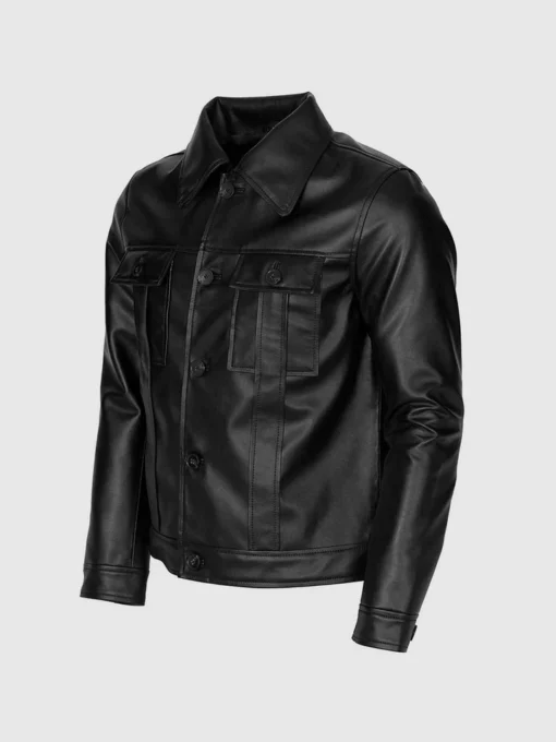 Men Black Leather Motorcyle Jacket