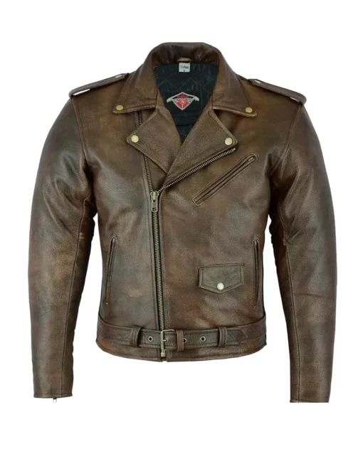 Men Brown Motorbike Leather Jacket