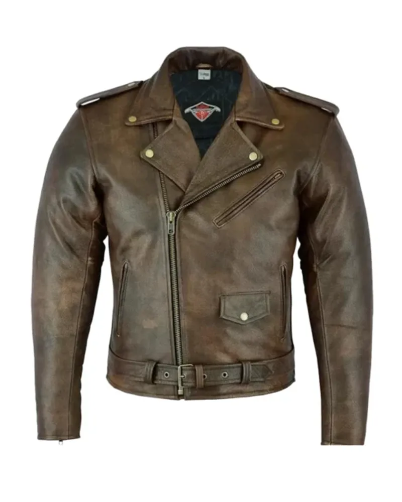 Men Brown Motorcycle Leather Jacket
