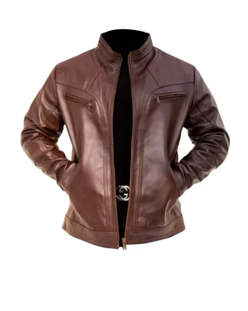 Men Classic Cafe Racer Leather Jacket