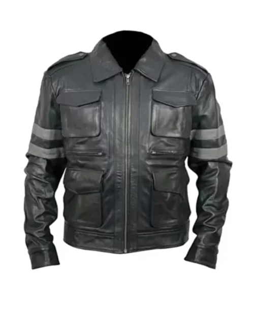 Men Classic Striped Cafe Racer Jacket