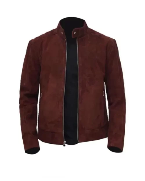 Men Suede Leather Quilted Jacket