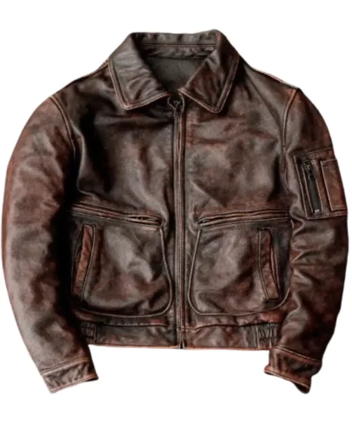 Men Vintage Brown Leather Jacket