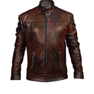 Men Vintage Waxed Leather Jacket