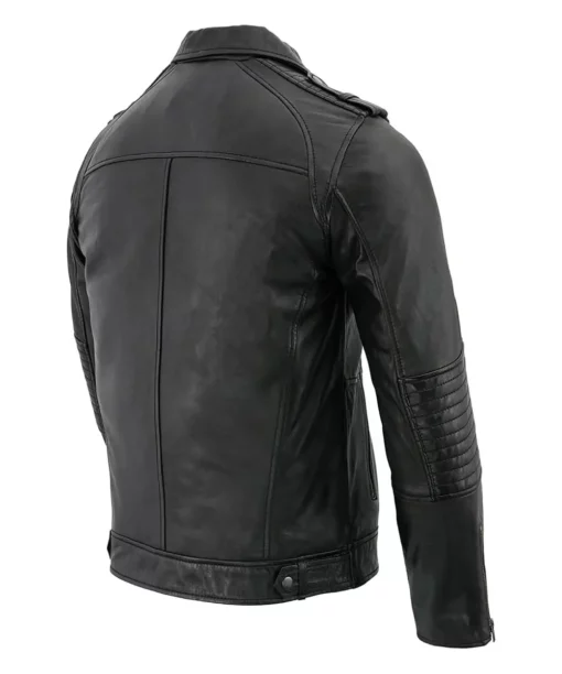 Men's Anthracite Patch Pocket Lambskin Leather Jacket