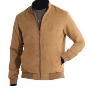 Men’s Beige Suede Bomber Jacket