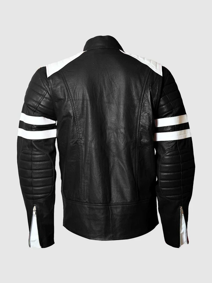Mens Black & White Leather Jacket