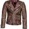Men’s Distressed Quilted Leather Jacket