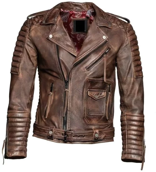 Men’s Distressed Quilted Leather Jacket