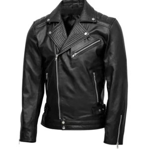 Mens Quilted Biker Leather Jacket