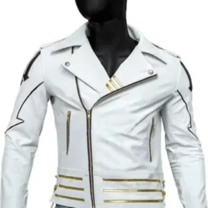 Mens Slimfit White Leather Jacket | Mens White Leather Jacket