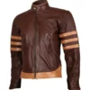 Men’s Tan Brown Distressed Leather Jacket