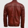 Mens Waxed Leather Burgundy Jacket