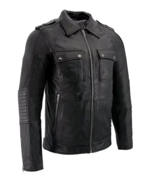 Milwaukee Leather SFM1810 Men's Anthracite Patch Pocket Lambskin Leather Jacket