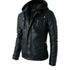 Premium Hoodie Biker Leather Jacket